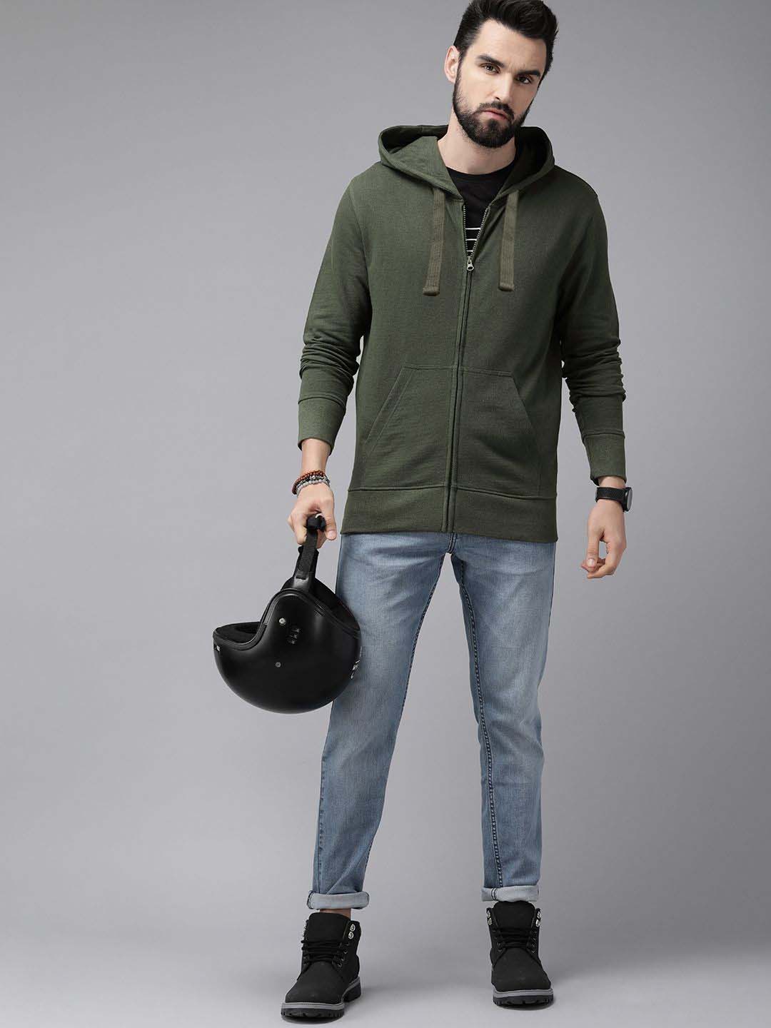 Olive Green Zipper Hoodie