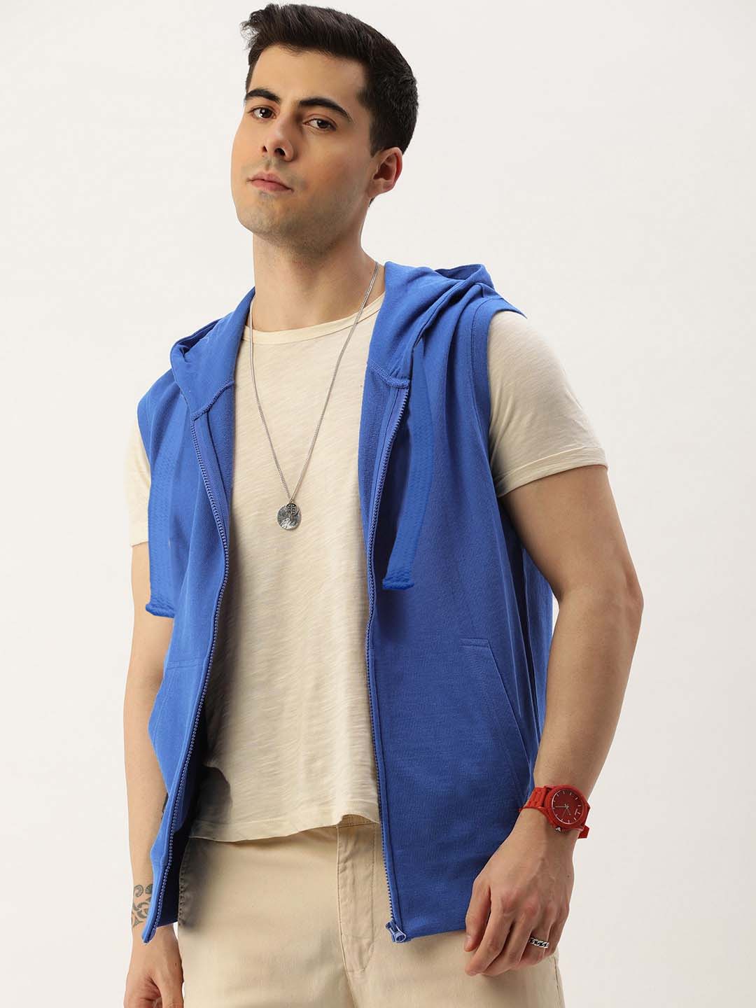 Sleeveless zip‑up hoodie