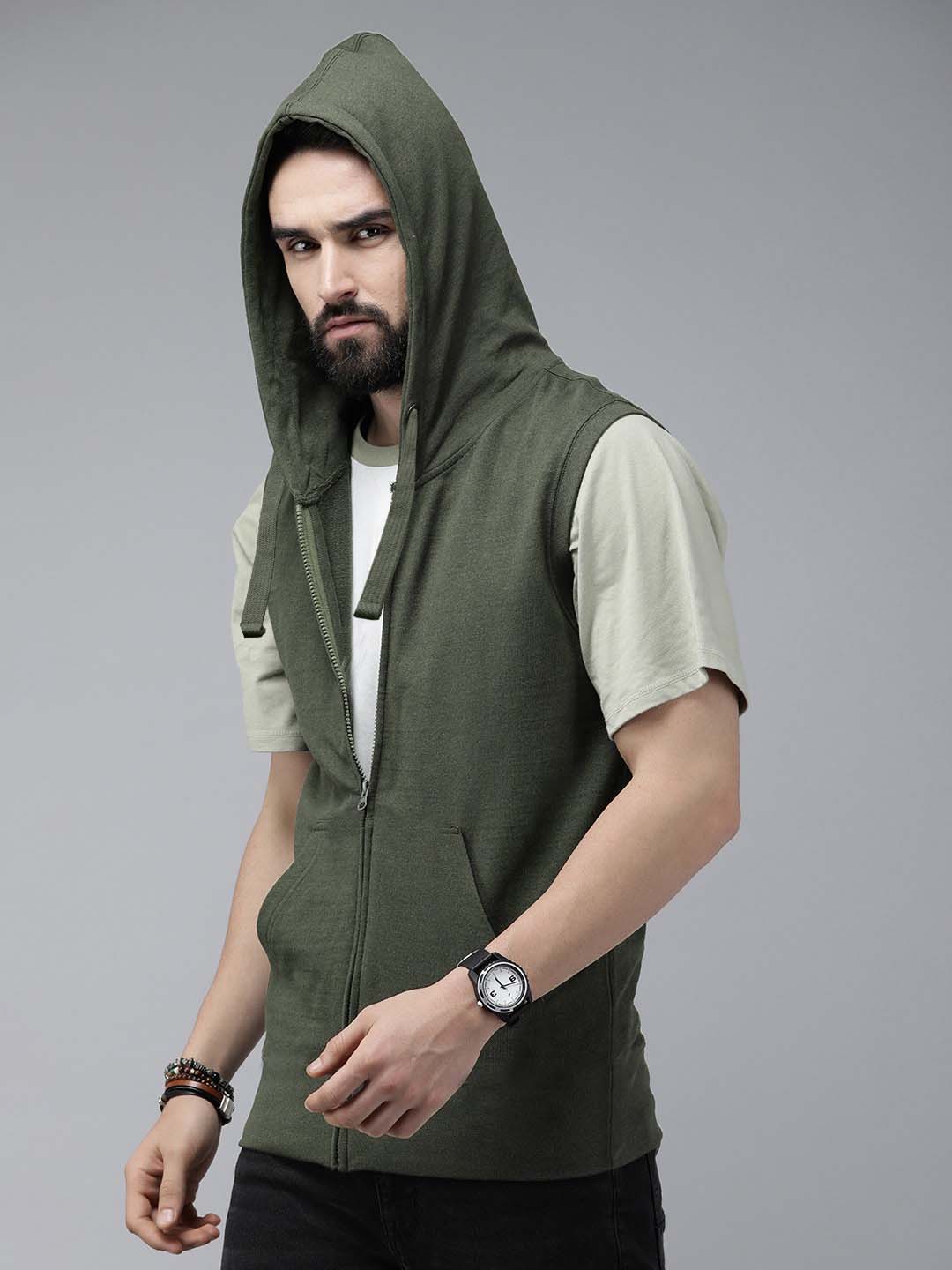 Sleeveless zip‑up hoodie