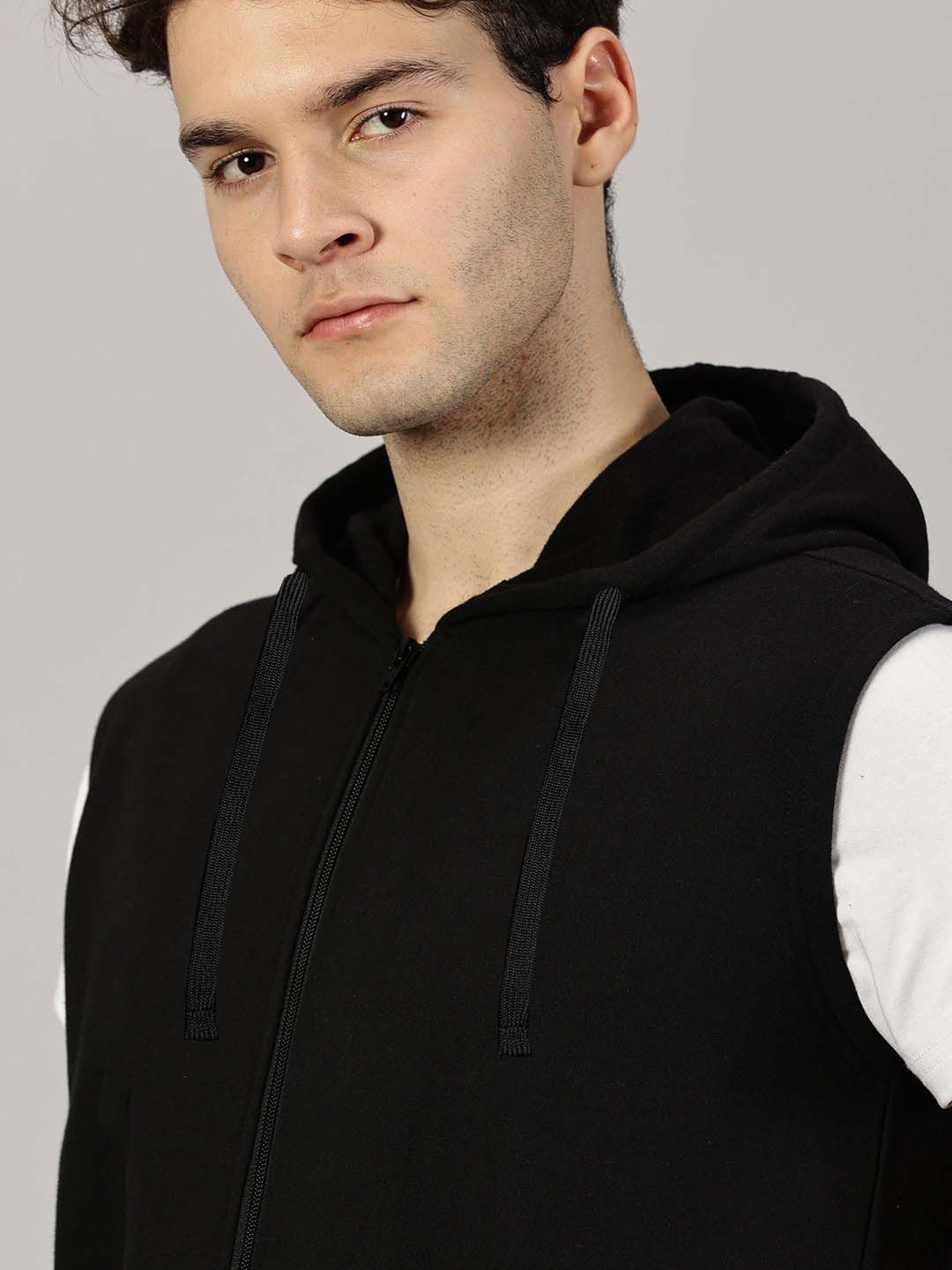 Sleeveless zip‑up hoodie