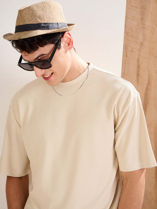 Beige Waffle Oversized T-shirt