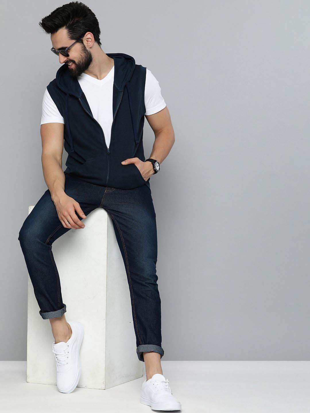 Sleeveless zip‑up hoodie