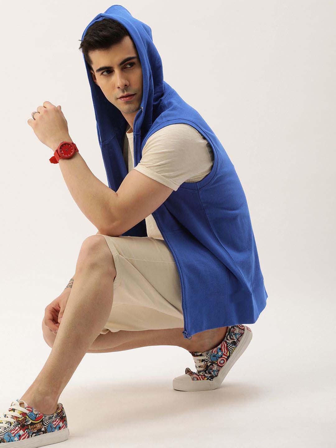 Sleeveless zip‑up hoodie