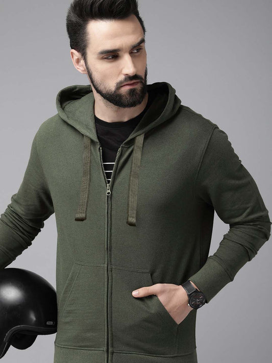 Olive Green Zipper Hoodie